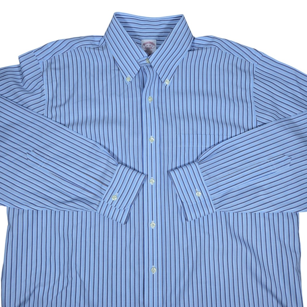 Brooks Brothers Madison Non-Iron Supima Cotton Striped Shirt Blue 16-33 Mens